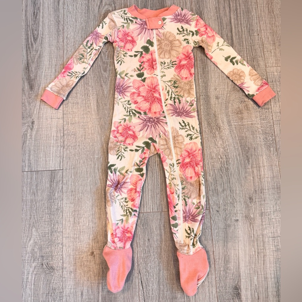 24M Burt’s Bees Floral Kids One Piece Pajama - excellent condition